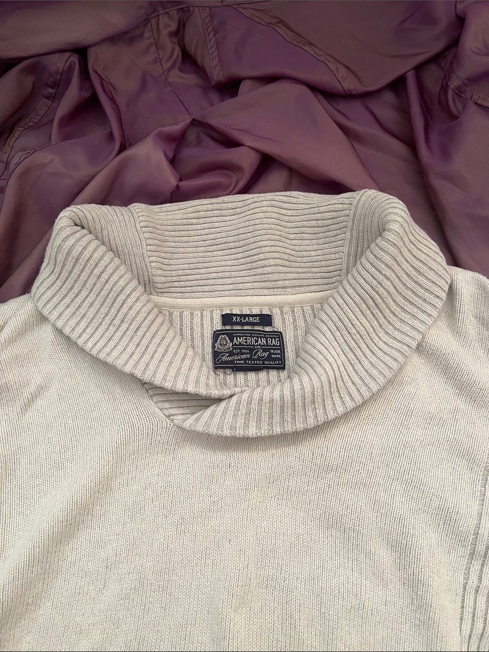 American Rag Cream Ribbed Cowl-Neck Sweater - Picture 3 of 3